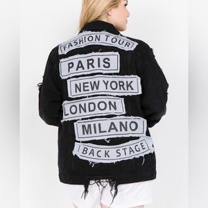 American Bazi Womens Medium Distressed Fashion Tour Jean Jacket